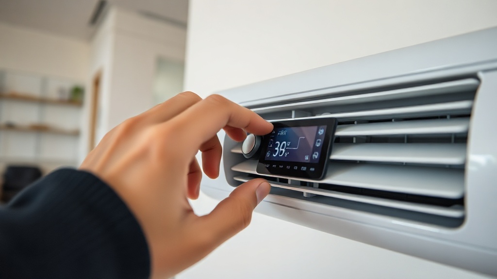 Persona ajustando la temperatura del aire acondicionado desde el control remoto