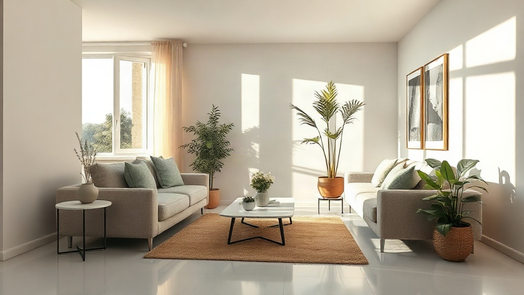 Salón limpio y ordenado tras una limpieza a fondo de la vivienda