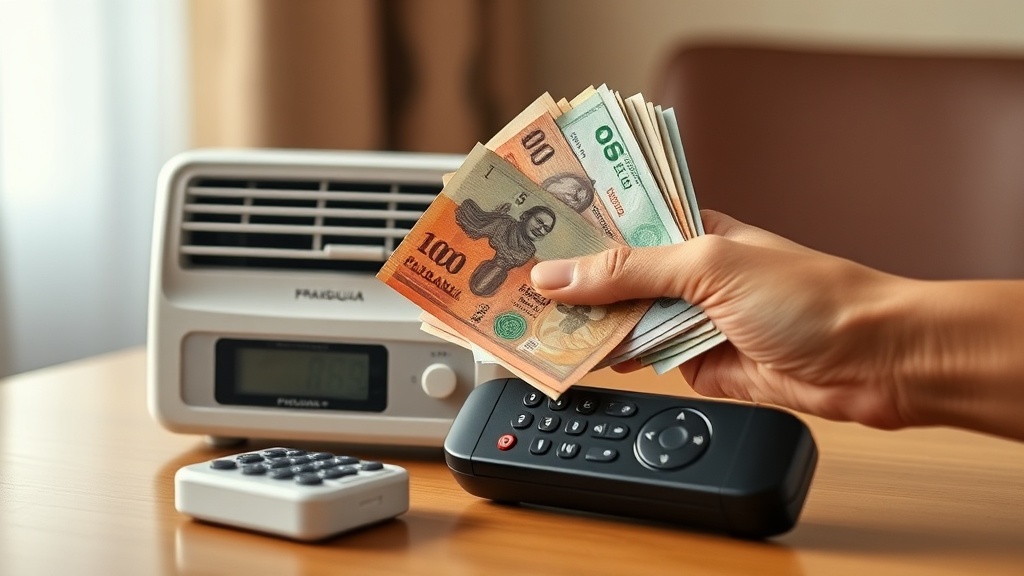 Presupuesto de aire acondicionado en guaraníes junto a control remoto