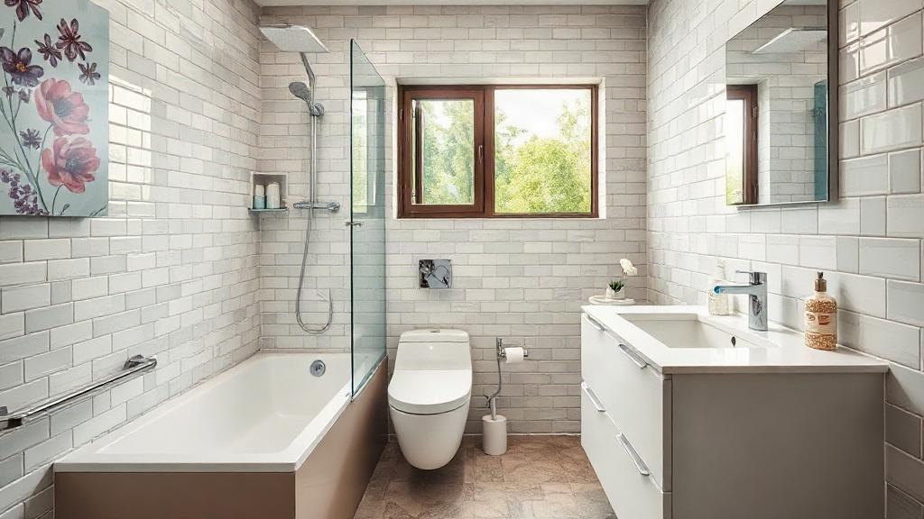Baño reformado moderno con azulejos nuevos y ducha de vidrio en España