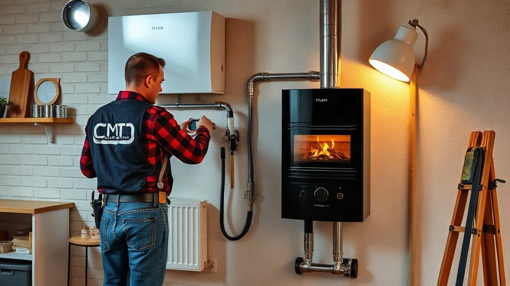 Técnico instalando un sistema de calefacción en una vivienda española