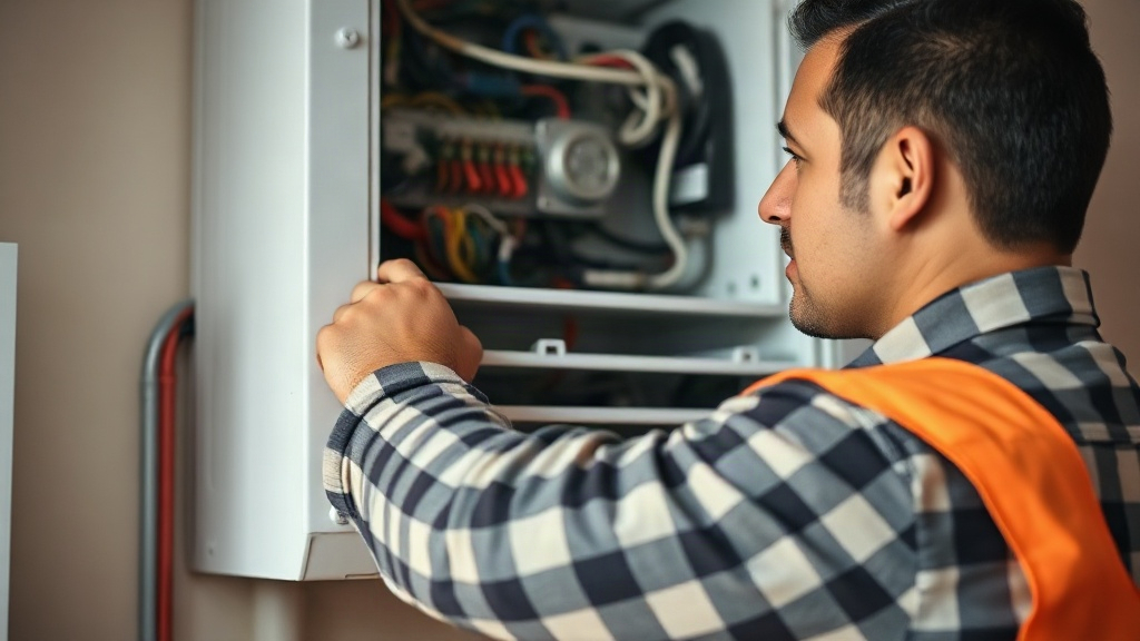 Técnico revisando el panel de control y los conectores internos de un aire acondicionado inverter