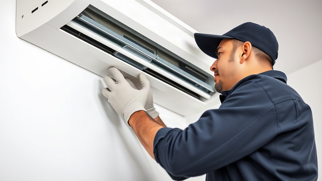 Técnico instalando aire acondicionado en Asunción